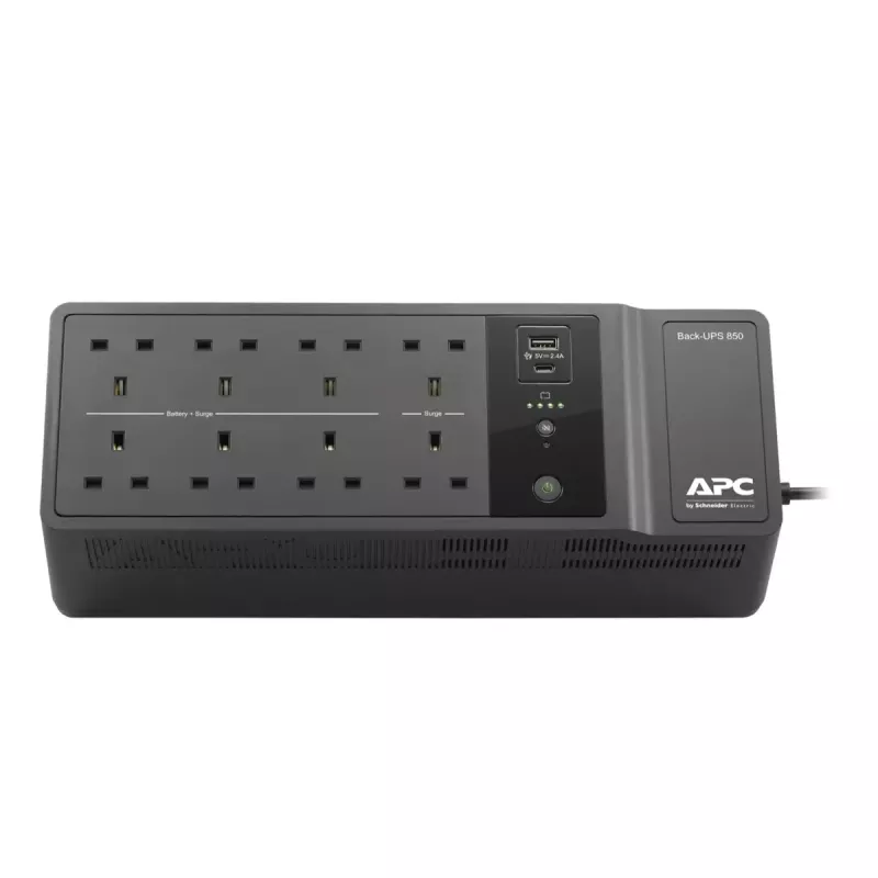 APC Back-UPS BE850G2-UK - 8 tomas BS 1363, 850VA, 2 cargadores USB, 1 puerto de datos USB