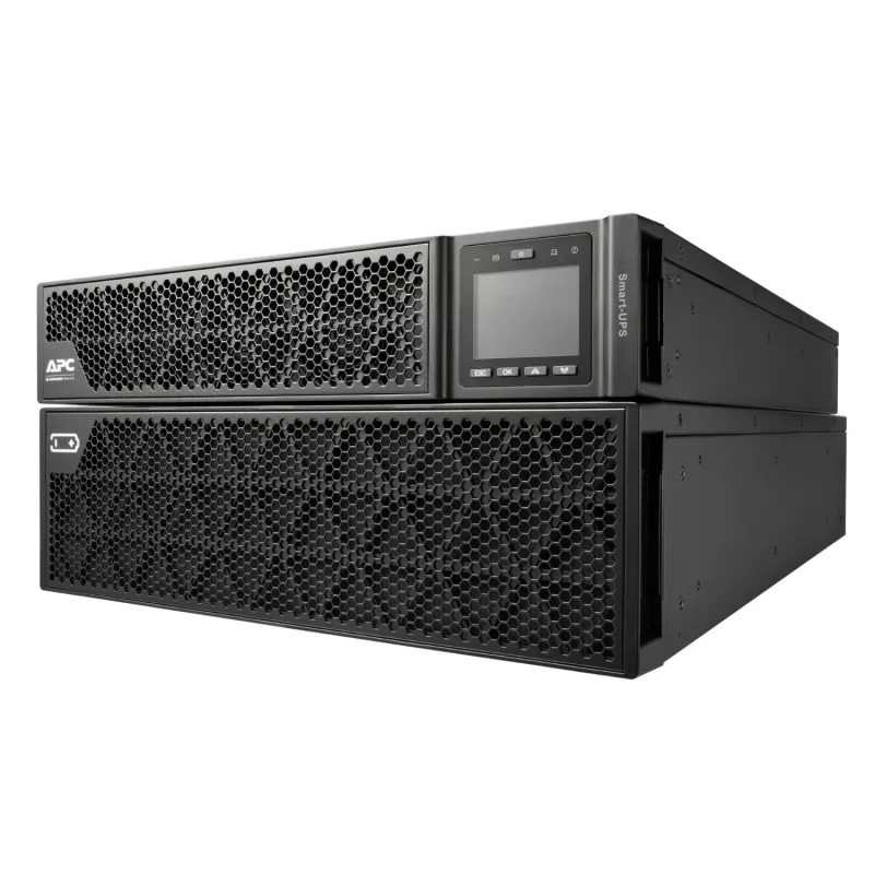 APC Smart-UPS On-Line, 8 kVA/8 kW, rack/torre, 230 V, salidas 2x IEC C13+1x IEC C19+cableado fijo de 3 hilos (H+N+E), tarjeta de red, sin kit de raíles