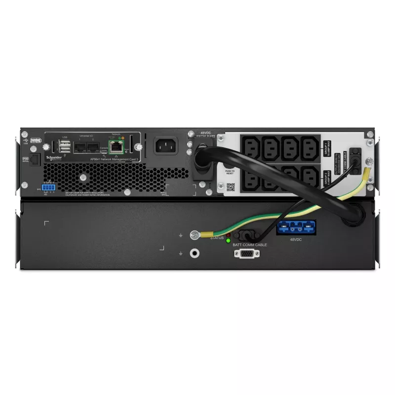 APC Smart-UPS On-Line, 1500VA, ion-litio, montaje en rack 4U, 230V, 8 salidas C13 IEC, tarjeta de red, autonomía extendida, kit de raíles incluido