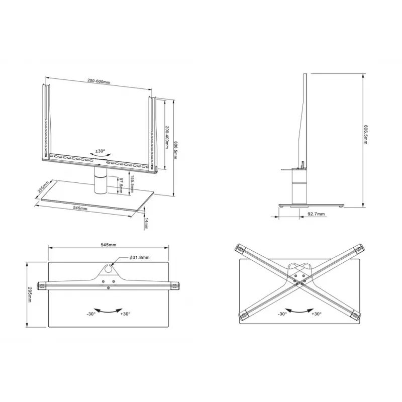 Pie de mesa Multibrackets M VESA Turn negro grande MAX 600x400