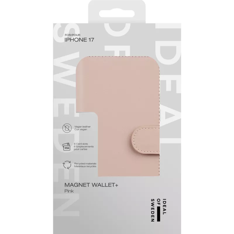 Funda tipo libro iDeal of Sweden Magnet Wallet+ iPhone 17 rosa, Apple, iPhone 17, 16 cm (6,3