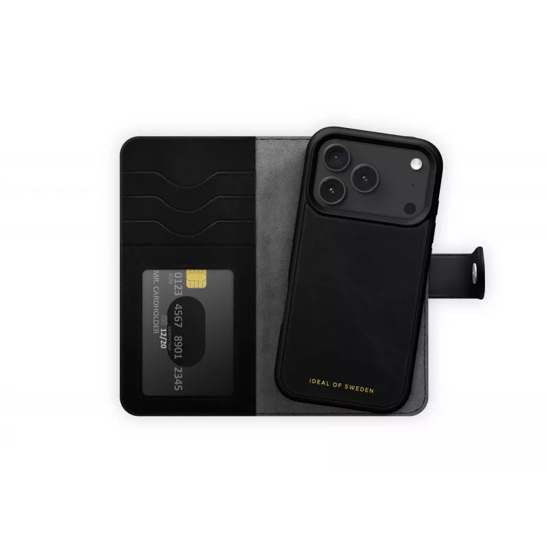 Funda tipo libro iDeal of Sweden Magnet Wallet+ MagSafe iPhone 17 Pro negra