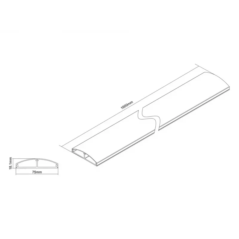 Canaleta para cables Multibrackets M SS negra 75 mm de ancho - 1600 mm de largo