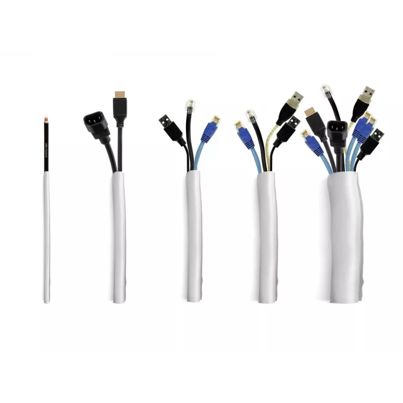 Funda para cables Multibrackets M Universal autoenrollable 19 mm plata 25 m, poliéster, -50–150 °C