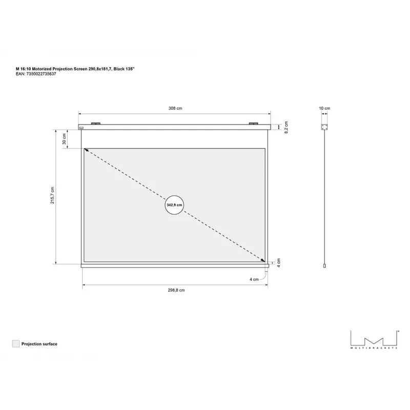 Pantalla de proyección motorizada MULTIBRACKETS M 16:10 135