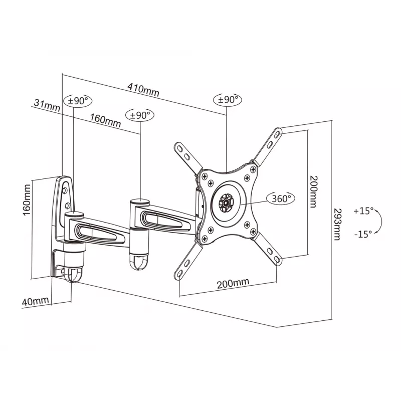 Soporte Multibrackets M VESA Flexarm 360 III blanco 15 kg 15-32