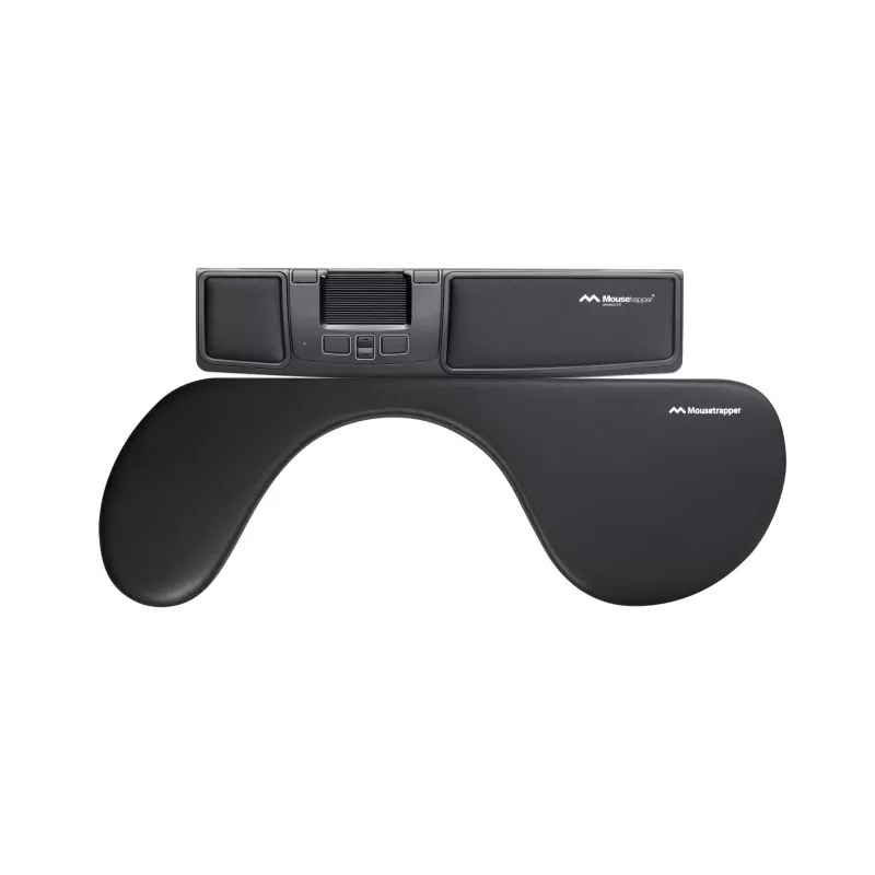 Reposabrazos Mousetrapper Armrest Asymmetric — piel sintética, negro, 680×205×20 mm