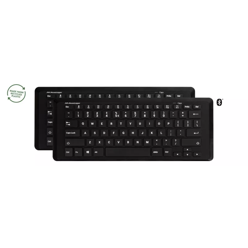 Teclado inalámbrico Mousetrapper Type Mini QWERTY NORDIC – USB-C, RF inalámbrico, Bluetooth, negro
