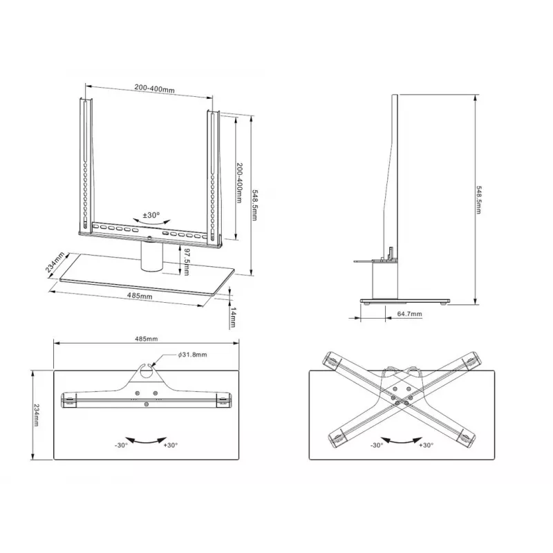 Soporte de mesa Multibrackets M VESA Tablestand Turn negro mediano MAX 400x400