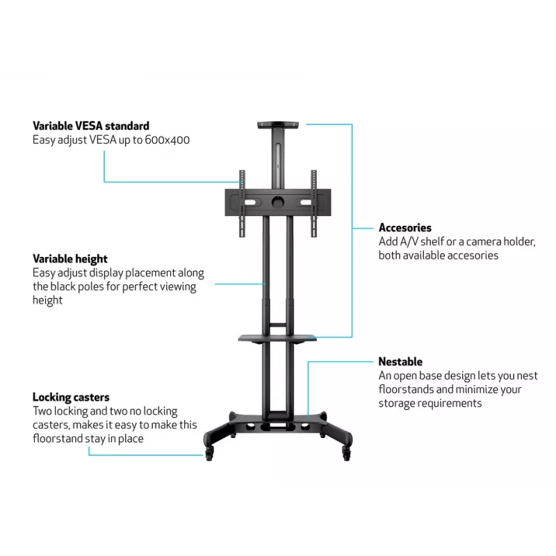 Estante Multibrackets M Public Floorstand Shelf Basic 150 negro plástico acero