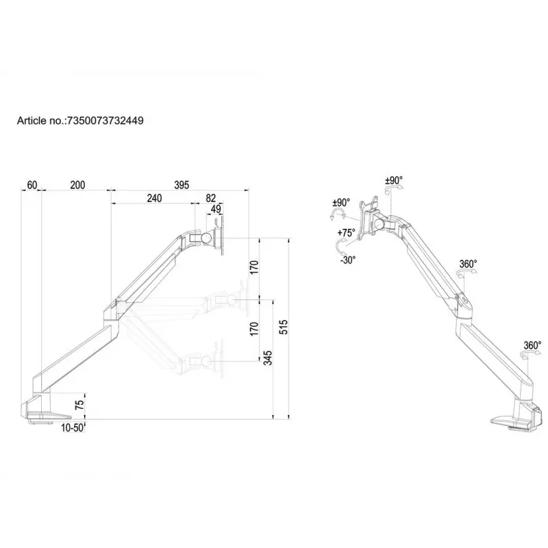 Multibrackets M VESA Gasliftarm individual negro HD