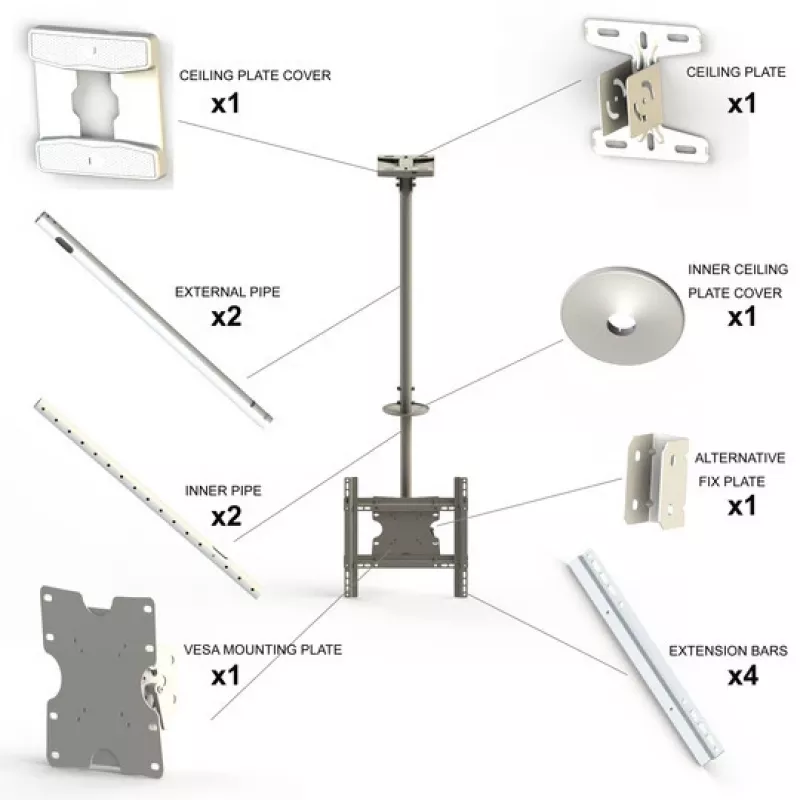 Multibrackets M Public Ceilingmount Medium Single White 3000 capacidad de carga máxima 30 kg tamaño mínimo de pantalla 32