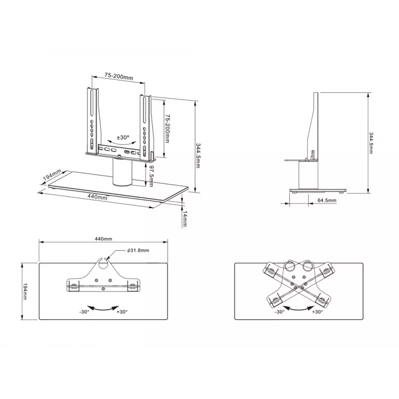 Soporte de mesa Multibrackets M VESA Tablestand Turn negro X Small MAX 200x200