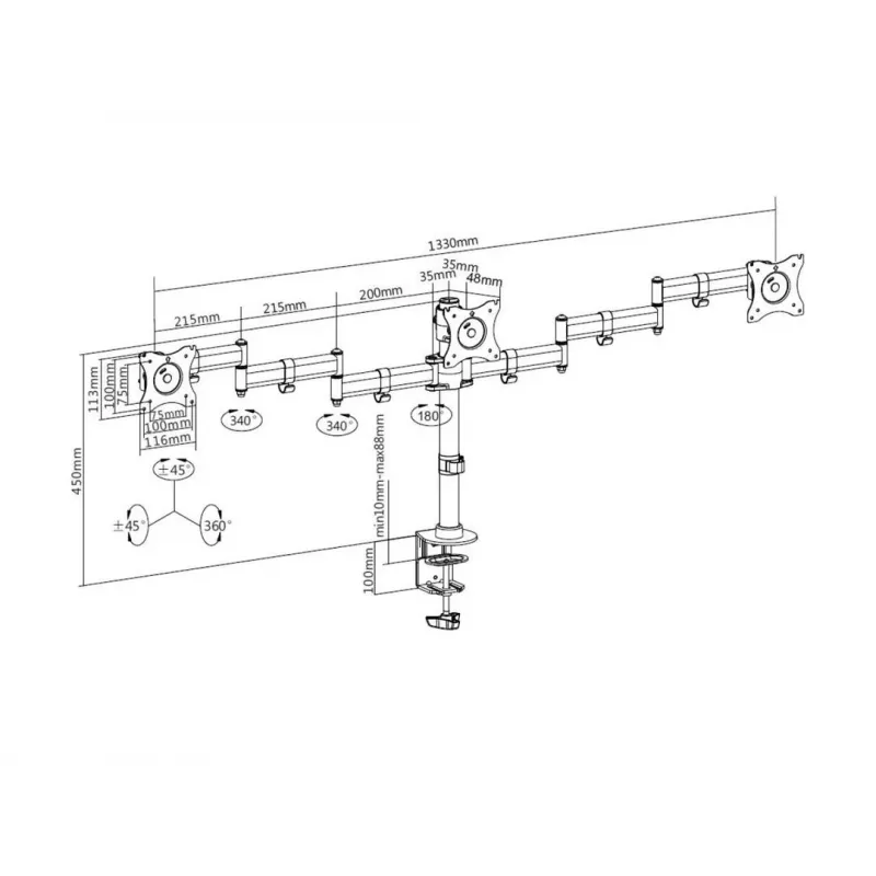 Soporte de escritorio Multibrackets M Deskmount Basic Triple