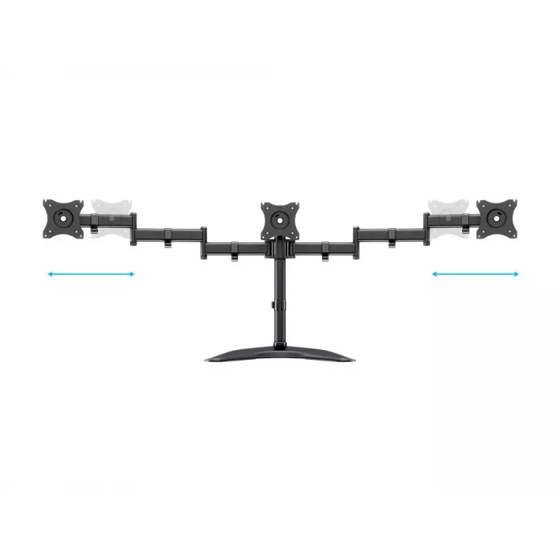 Soporte de escritorio para monitor MULTIBRACKETS M Deskstand Basic Triple — para 3 monitores, VESA 75x75–100x100, admite hasta 24 kg, para pantallas de 15 a 27 pulgadas, negro