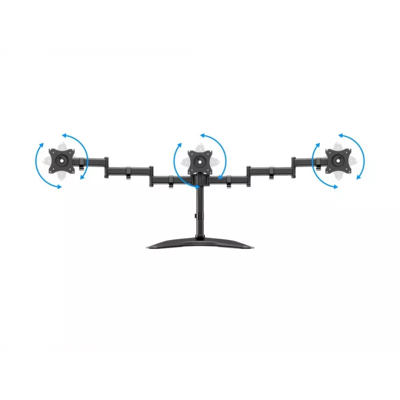 Soporte de escritorio para monitor MULTIBRACKETS M Deskstand Basic Triple — para 3 monitores, VESA 75x75–100x100, admite hasta 24 kg, para pantallas de 15 a 27 pulgadas, negro