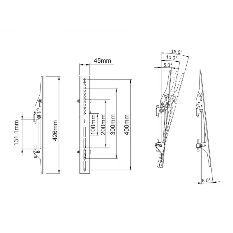 Brazo de montaje para pantalla plana MULTIBRACKETS M Pro Series Tilt Arms 400mm, negro, aluminio/acero, 2 unidades