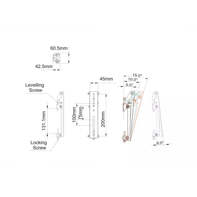 Brazo de montaje para pantalla plana MULTIBRACKETS M Pro Series Tilt Arms 200 mm negro acero, 1,5 kg, 2 unidades
