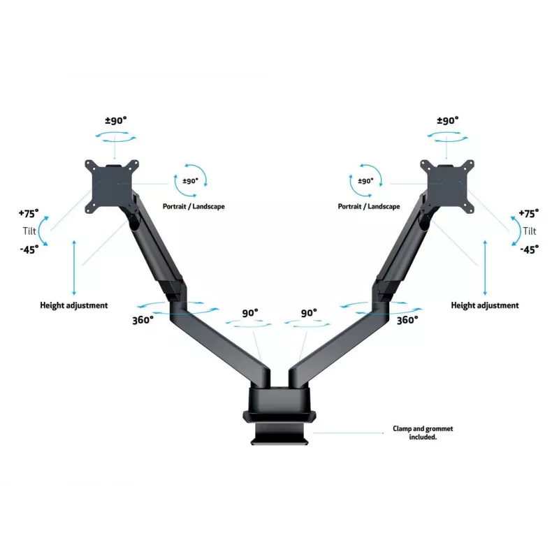 Multibrackets M VESA Gas Lift Arm Dual Side by Side negro pinza 20 kg 15-32 pulgadas