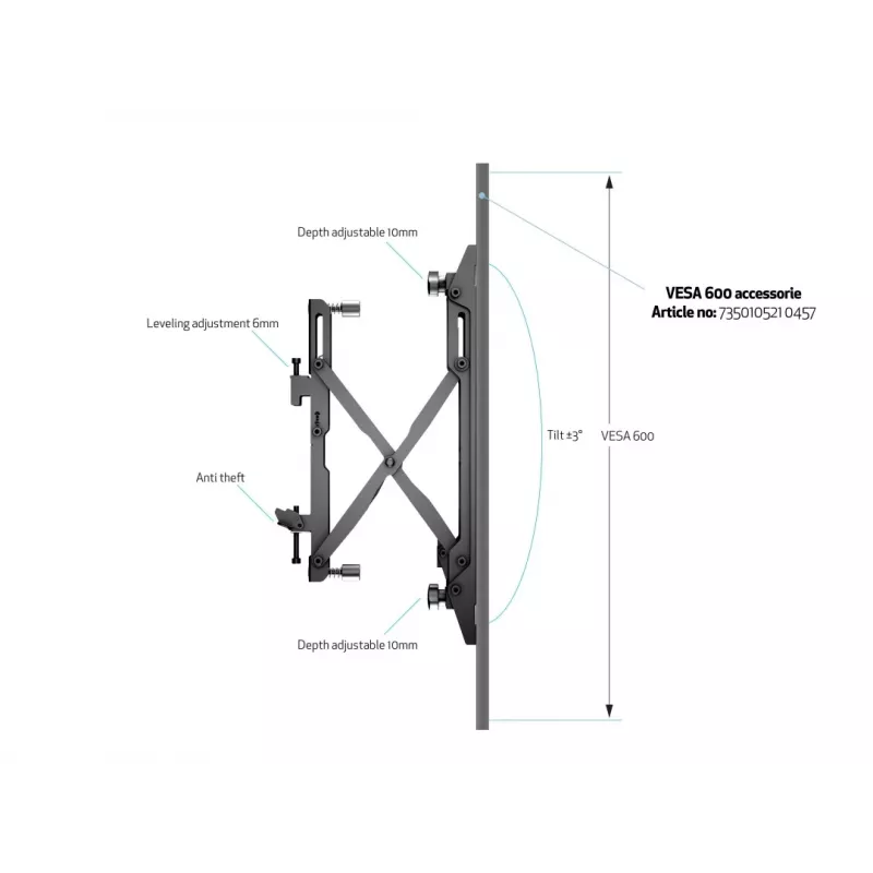 Soporte de pared Multibrackets M Wallmount Pro MBW1U negro 30 kg 40-65 pulgadas