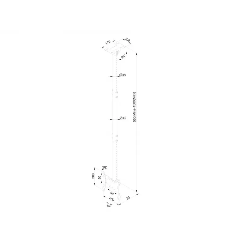 Soporte de techo Multibrackets M Public Small Single Blanco 1500 14 kg 10-32