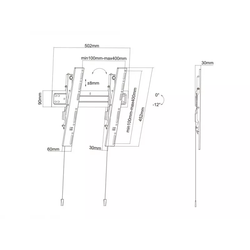 Soporte de pared VESA Multibrackets M Super Slim Tilt 400 MAX, 81,3 cm (32