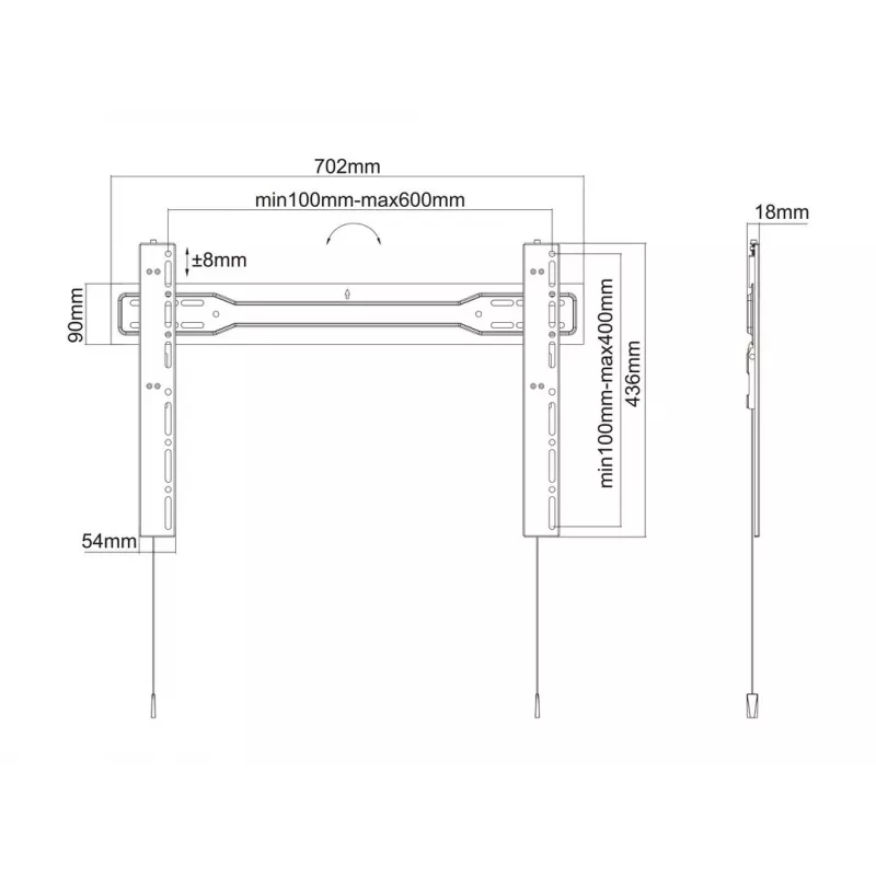 Soporte de pared VESA Multibrackets M Super Slim Fixed 600 MAX 35 kg 32-100