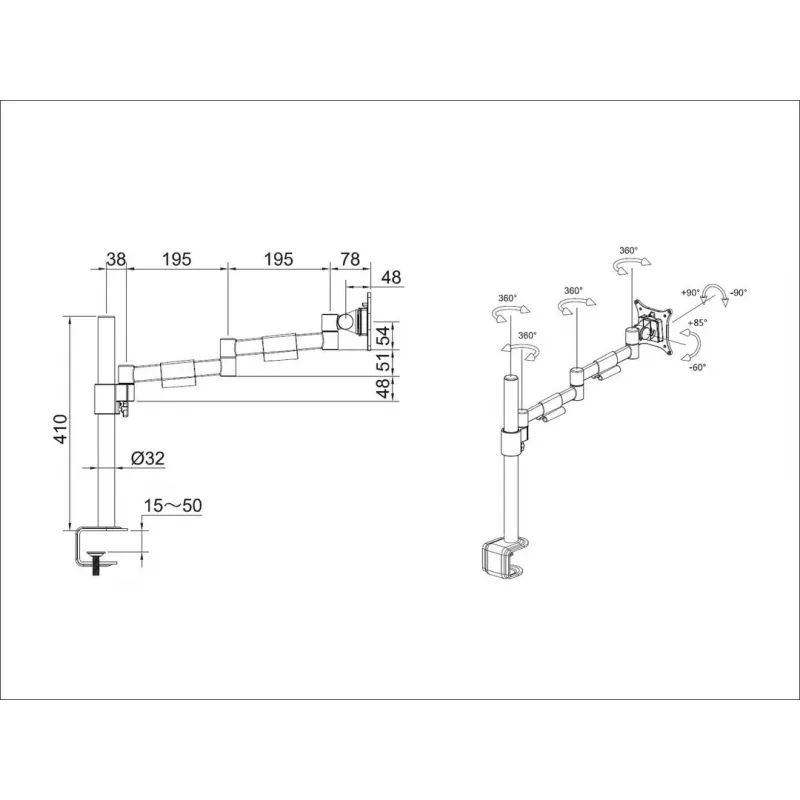 Soporte de mesa Multibrackets M VESA Deskmount Officeline Single II Negro