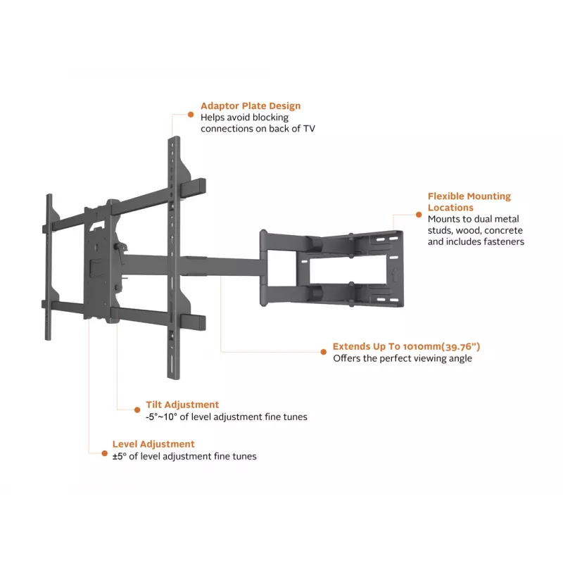Multibrackets M Universal Long Reach Arm 1010mm HD Single 40kg 42-75