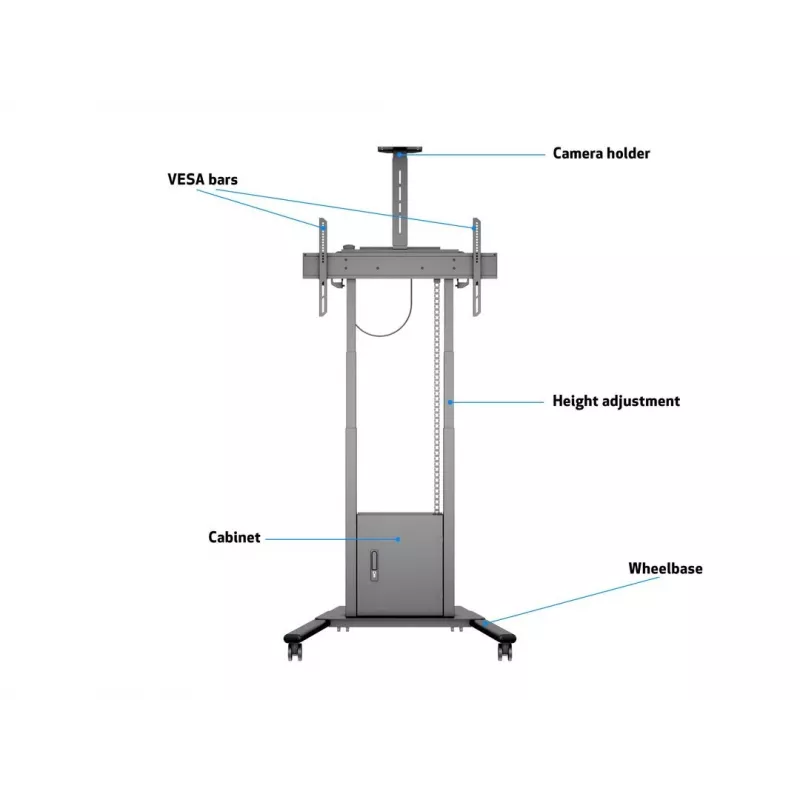 Multibrackets M Motorized Floorstand 120 kg Negro incl. armario y estante para cámara