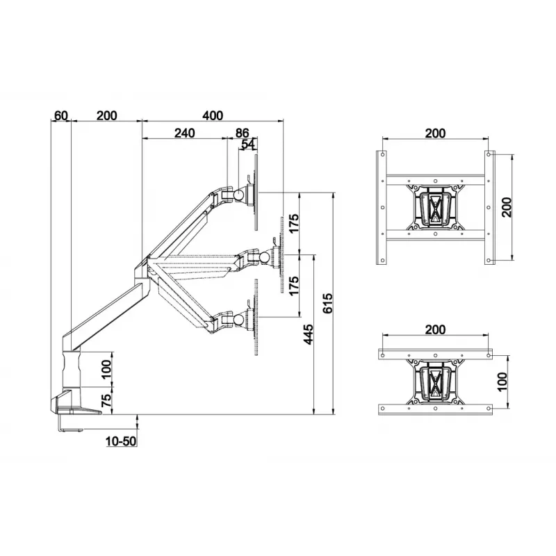 Multibrackets M VESA Gas Lift XL Single Negro