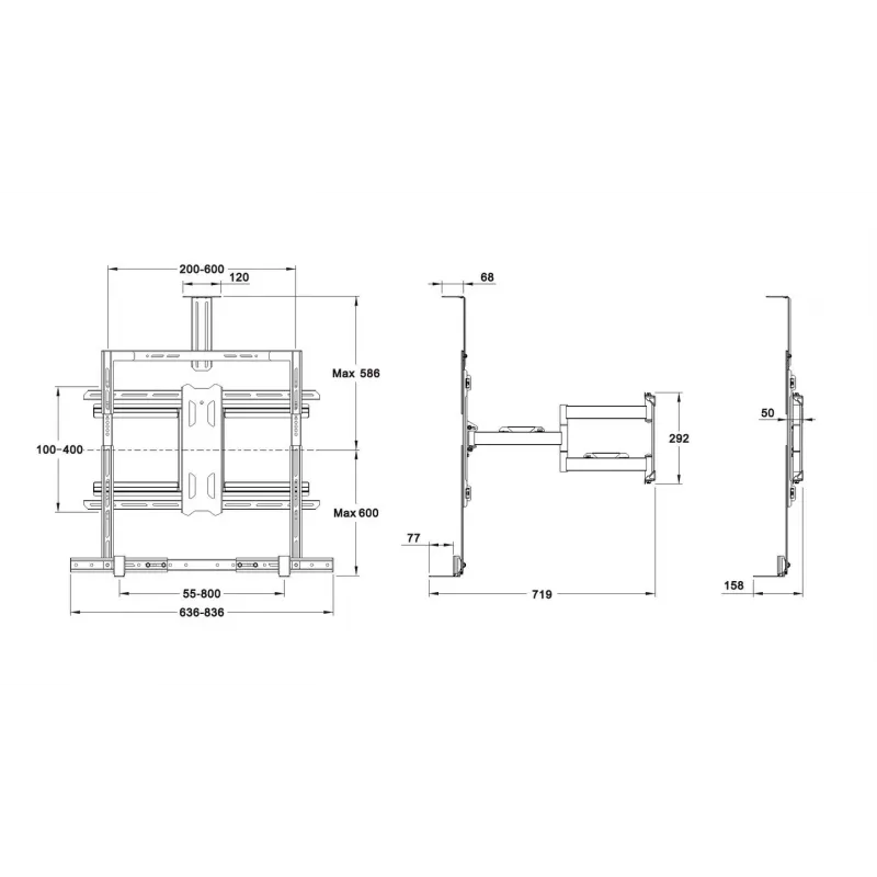 Multibrackets M Universal Flexarm Pro 60 kg Sound & Camera 60 kg capacidad de carga 55-85