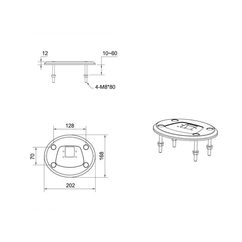 Base pasante MULTIBRACKETS M Deskmount HD — carcasa de aluminio, negra, Ø 21 cm, alto 40 mm, 500 g