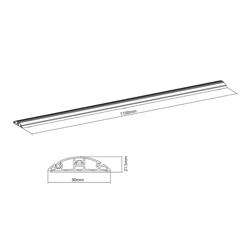 Multibrackets M Canaleta de cables para suelo Aluminio – 139 mm ancho – 1100 mm largo