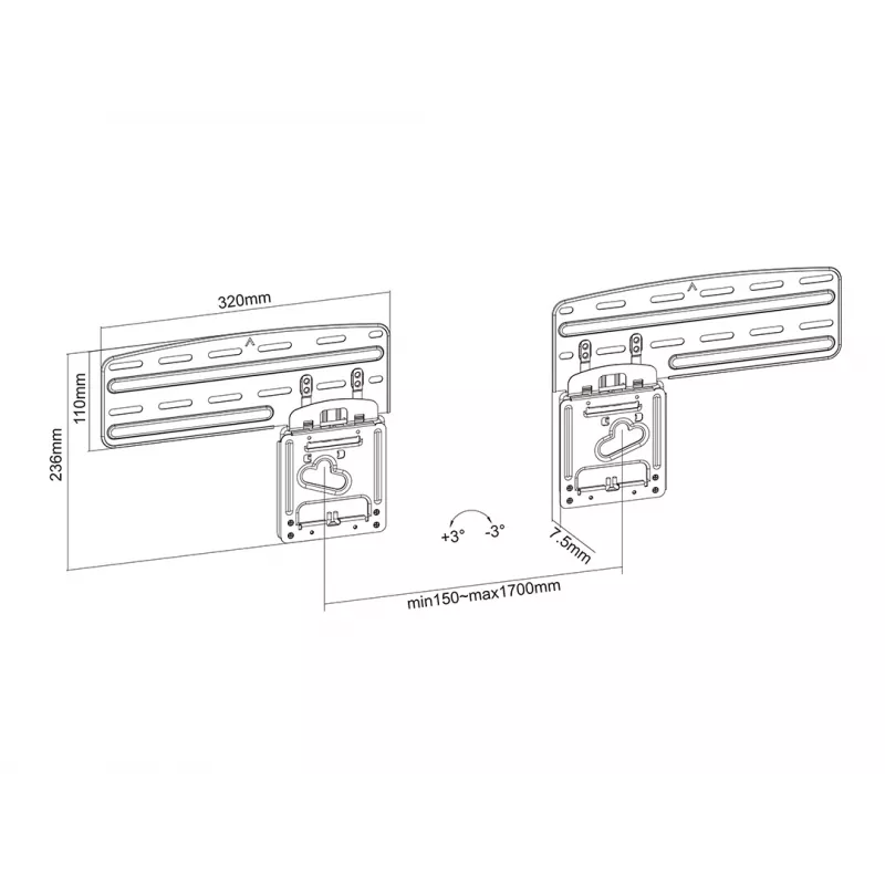 Multibrackets M QLED/UHD Soporte de pared Serie 43-85 inch Slim Fit capacidad máxima de carga 60 kg