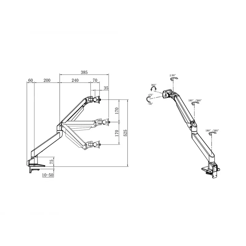 Multibrackets M Gaslift Arm Samsung G9 Single Negro 20 kg montaje en mesa
