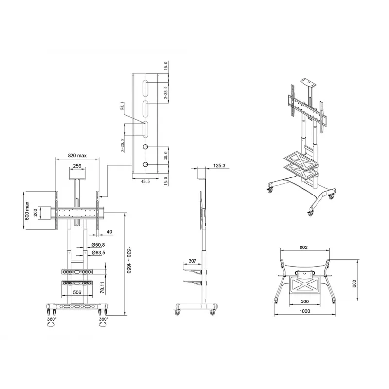 Soporte de suelo para pantallas MULTIBRACKETS M Public Basic 180 Plus — compatible con 55