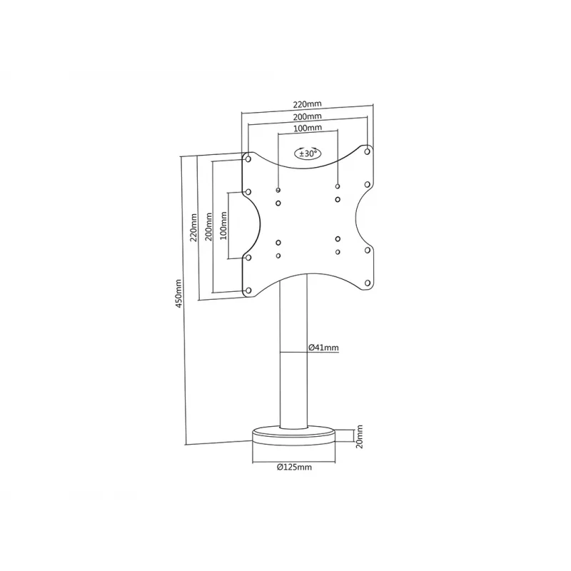 Multibrackets M VESA Bolt Down soporte de TV Turn 200 MAX 30 kg 23-43