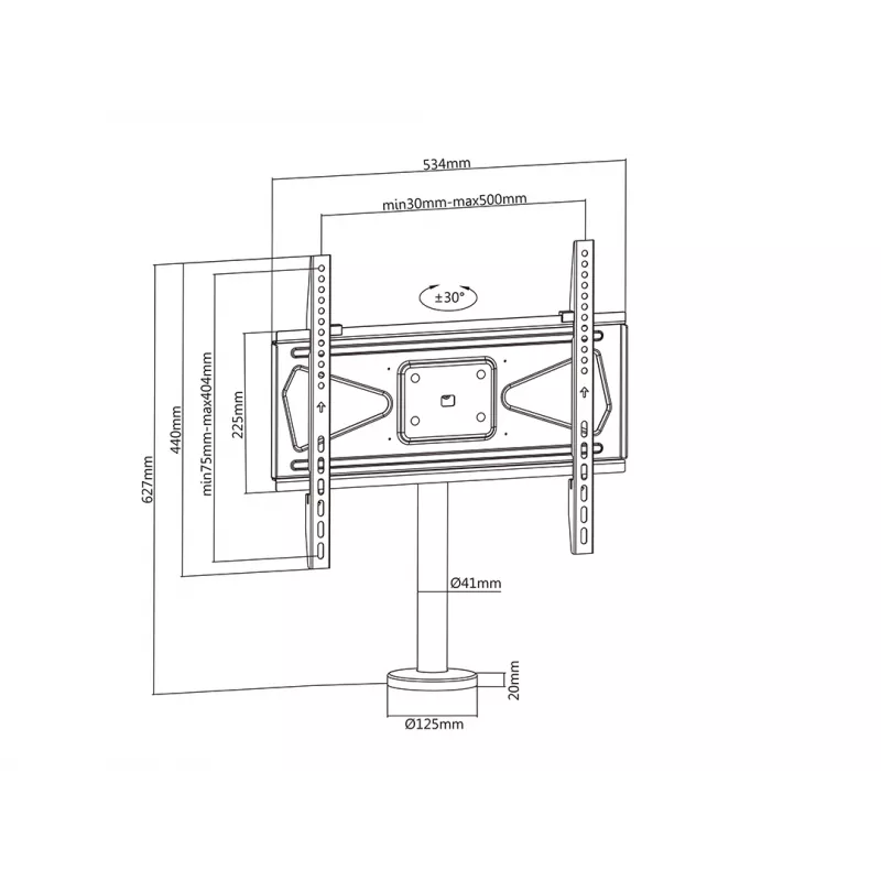 Multibrackets M VESA Bolt Down soporte de TV Turn 400 MAX 30 kg 23-55 inch