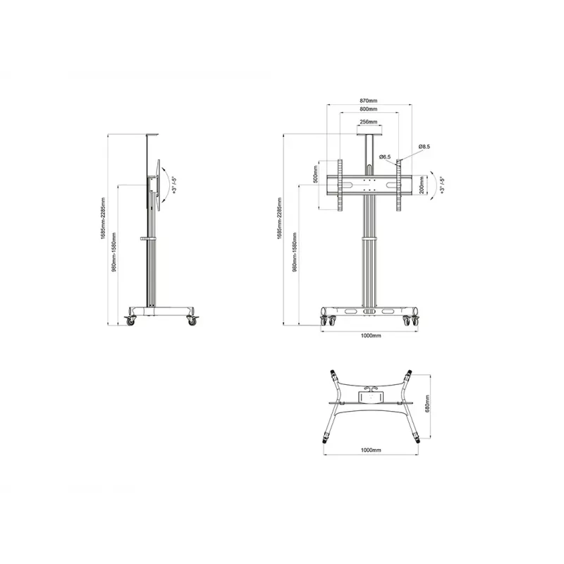 Multibrackets M soporte de suelo motorizado Public de columna única 170 HD 60 kg de capacidad 32-75