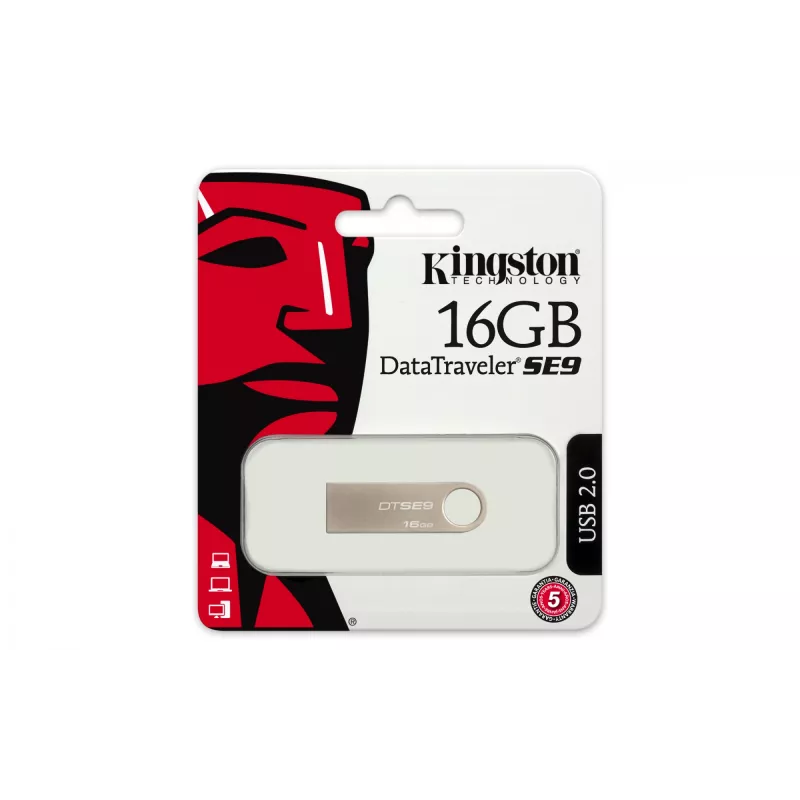Memoria USB KINGSTON DataTraveler SE9 16GB — USB Type-A 2.0, Plata, sin tapa