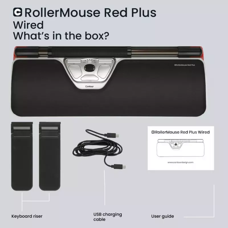 Ratón ergonómico con cable Contour Design RollerMouse Red Plus USB-C 2800 DPI