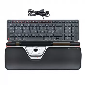 Contour Design RollerMouse Red Plus + Balance con cable, tamaño completo (100 %), con cable, USB, QWERTY, negro, ratón incluido