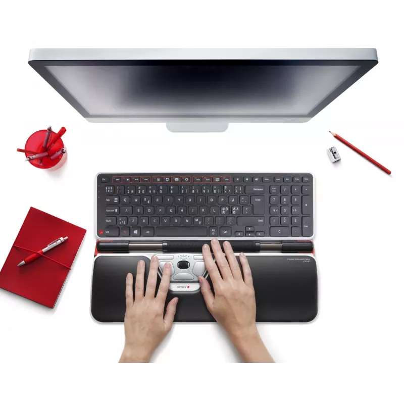 Contour Design RollerMouse Red Plus + Balance con cable, tamaño completo (100 %), con cable, USB, QWERTY, negro, ratón incluido