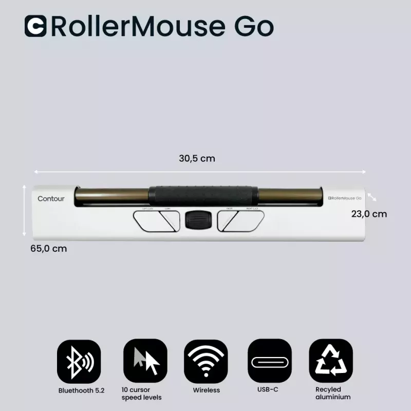 Ratón Contour Design RollerMouse Go RF inalámbrico Bluetooth USB Type-A