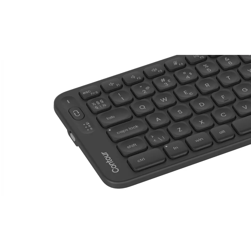 Teclado Contour Balance Mid-Size inalámbrico — Contour; distribución Pan-Nórdica, RF Wireless + Bluetooth, 106 teclas, interruptores de tijera, negro