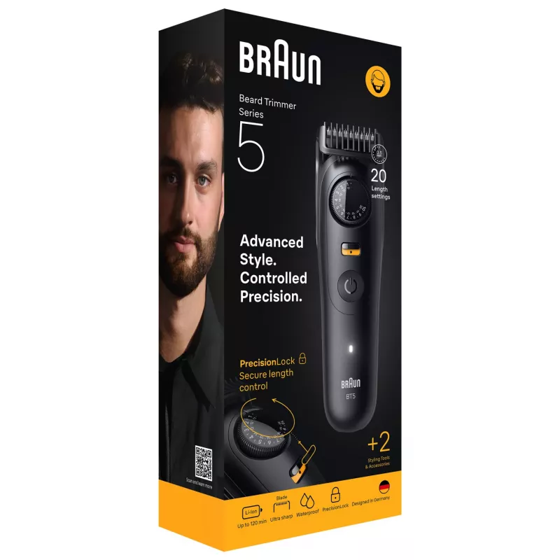 Braun BeardTrimmer 5 BT5500 recortadora de barba batería 20 2 cm en húmedo y en seco negro