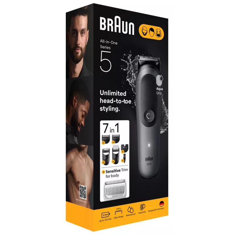 Braun AIO5520 cortapelos/recortadora negro, gris 14 litio (Li-Ion)