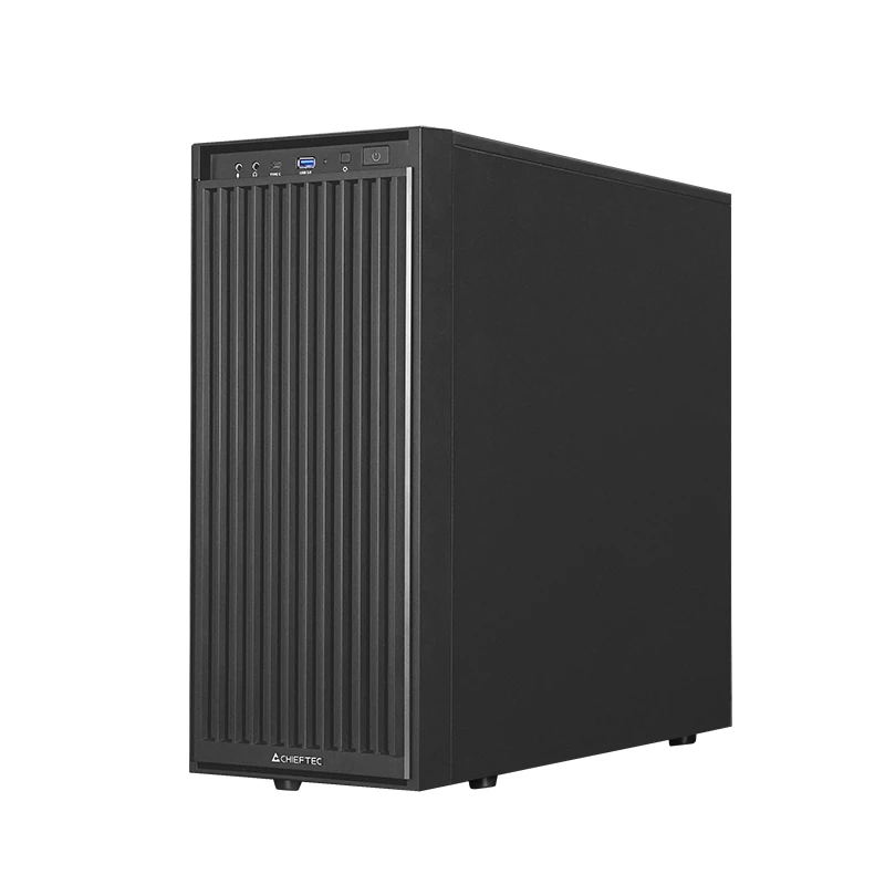 Caja de ordenador CHIEFTEC BW-01B-OP semitorre ATX/ITX, compatible con 6×3,5 pulgadas + 4×2,5 pulgadas, 2×5,25 pulgadas, trasero 1×120 mm, SGCC, negra, 200×510×465 mm