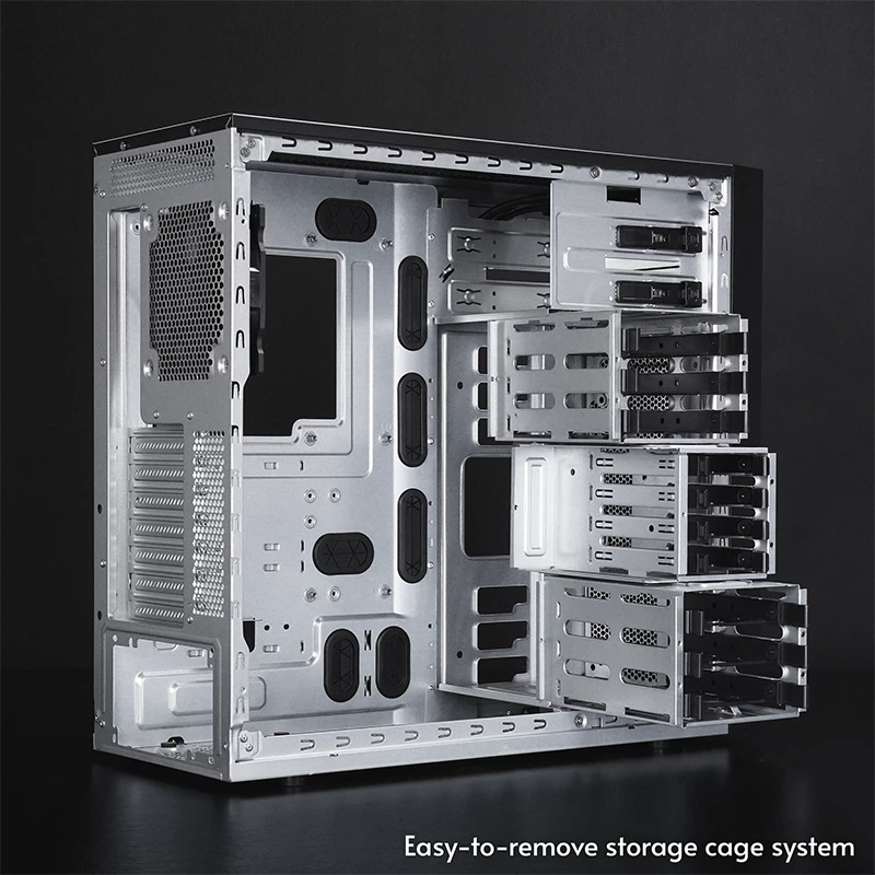 Caja de ordenador CHIEFTEC BW-01B-OP semitorre ATX/ITX, compatible con 6×3,5 pulgadas + 4×2,5 pulgadas, 2×5,25 pulgadas, trasero 1×120 mm, SGCC, negra, 200×510×465 mm